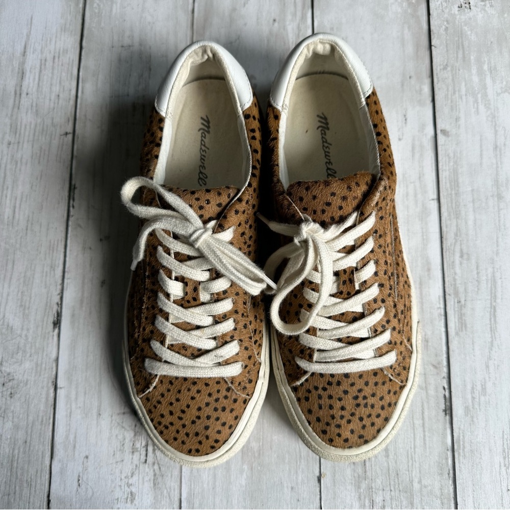 PREOWNED WOMENS MADEWELL LEOPARD SNEAKERS SIZE 7.5 BROWN